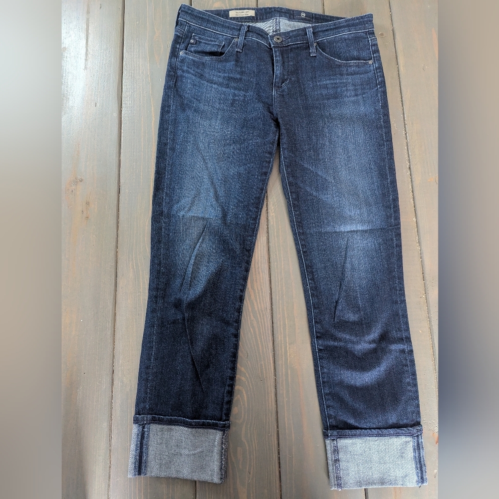 AG Adriano Goldschmied Stevie Cuff Jeans 28 Slim Straight Dark Wash